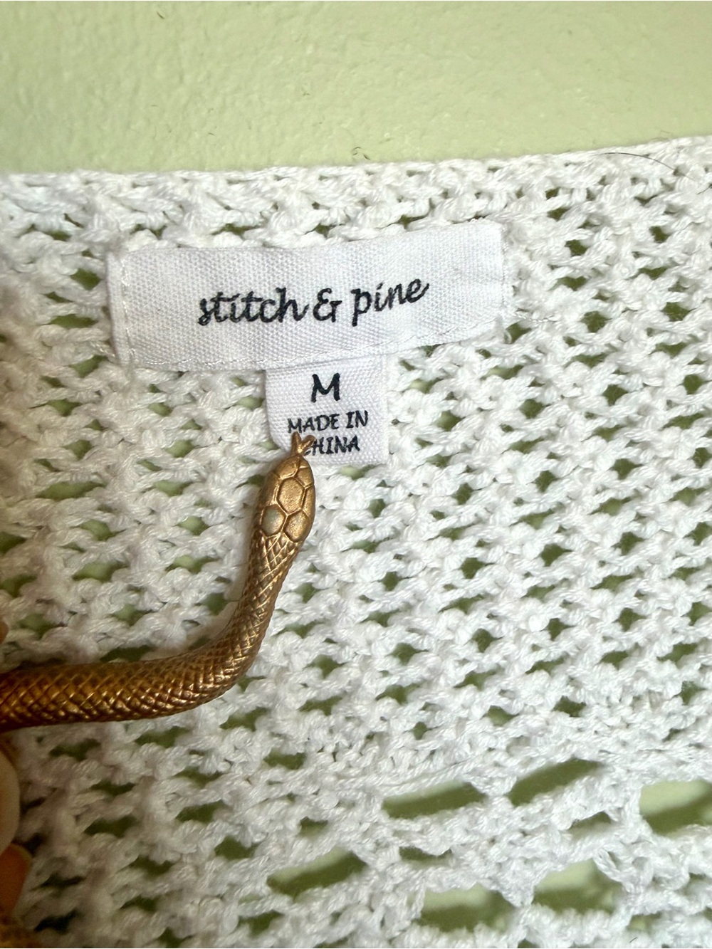 Open Crochet White Tie-Front Hippie Beachy Cardigan Boho Sweater Top Size M - Picture 14 of 16